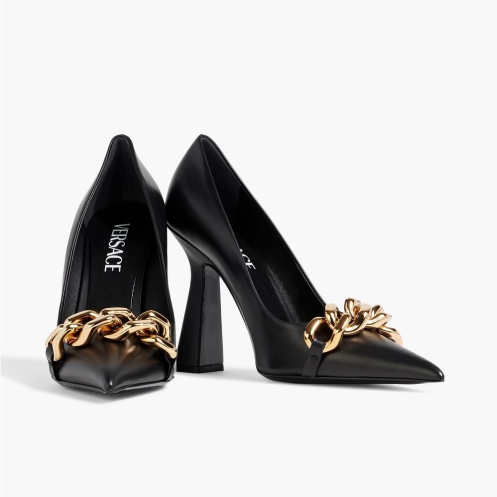 Versace black pointy heels sz 7